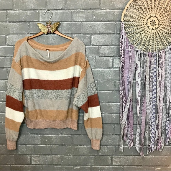 Free People Sweaters - free people // rust gray peach striped sweater m